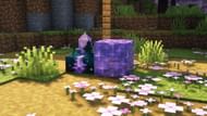 An amethyst block next to a calibrated sculk sensor (Image via Mojang)